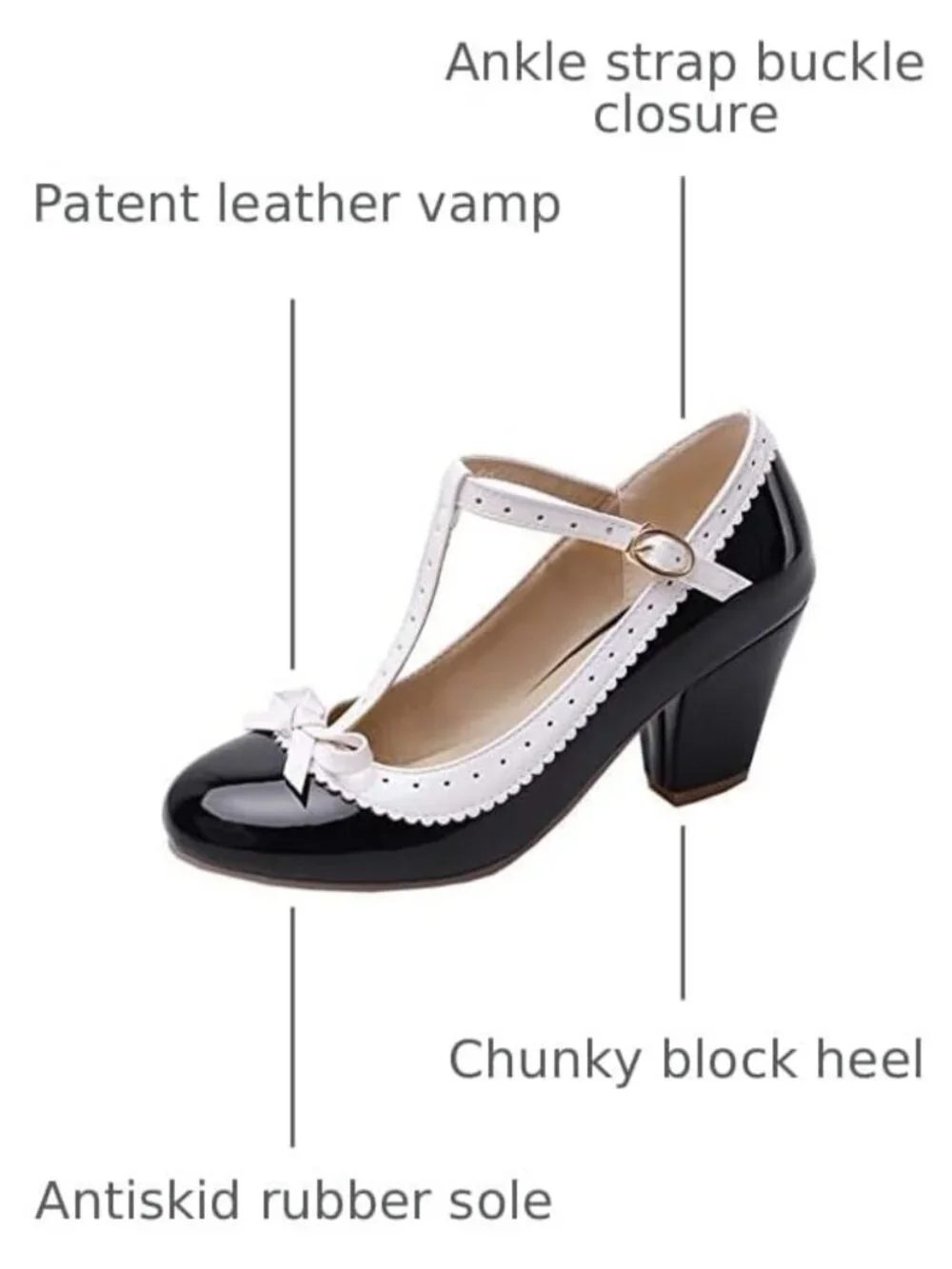 Stylish Rockabilly T-Strap Mary Jane Block Heel Closed Toe Pumps for Women
